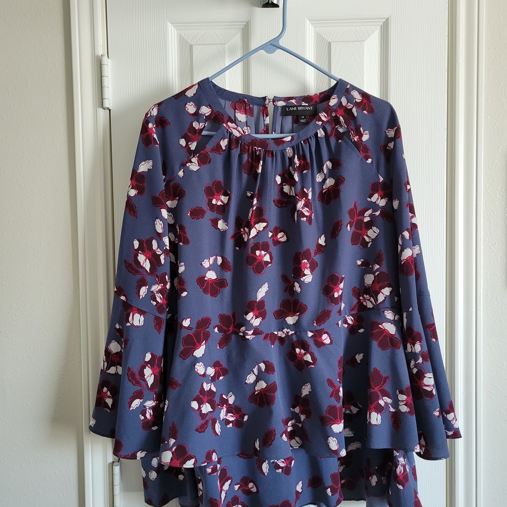 Lane Bryant Floral Blouse - Blue and Red